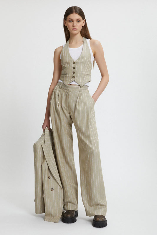 Pantalone gessato con pailletes Ermanno Firenze