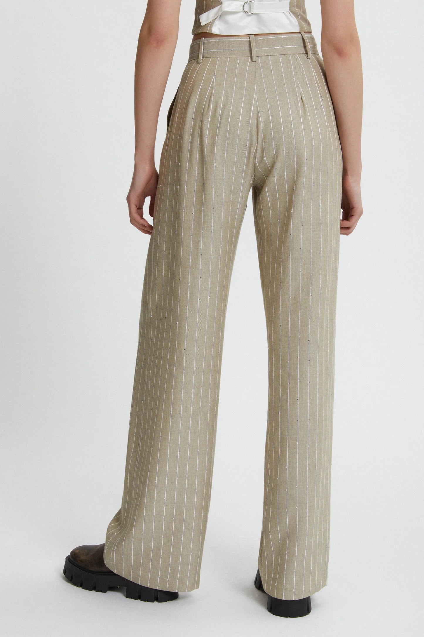 Pantalone gessato con pailletes Ermanno Firenze