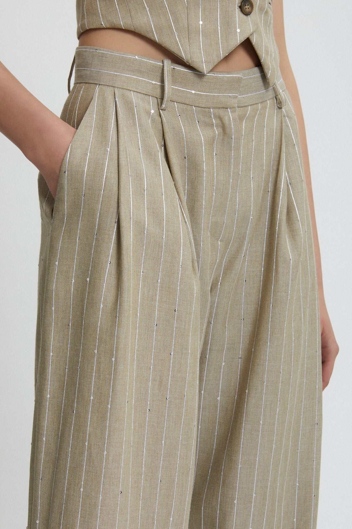 Pantalone gessato con pailletes Ermanno Firenze